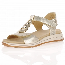 Ara - Leather Velcro Strap Sandals Gold - 34826