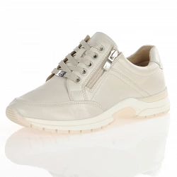 Caprice - Leather Side Zip Trainers Cream - 23758