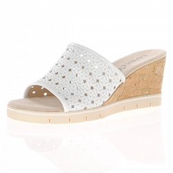 Caprice - Mule Wedge Sandals White - 27210