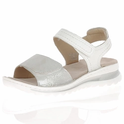 Ara - Low Wedge Velcro Sandals White / Silver - 47207
