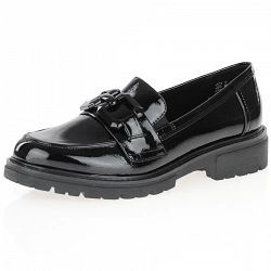 Jana - Patent Flat Loafers Black - 24764
