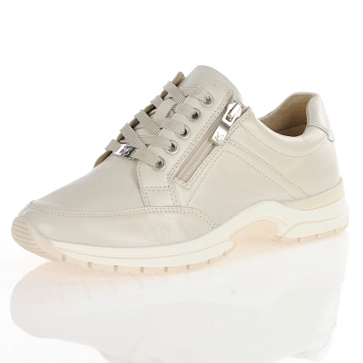 Caprice - Leather Side Zip Trainers Cream - 23758 1