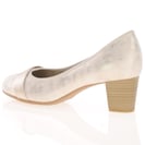 Jana - 22467 Block Heeled Court Shoes - Gold Beige 3