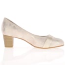 Jana - 22467 Block Heeled Court Shoes - Gold Beige 4