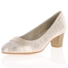 Jana - 22467 Block Heeled Court Shoes - Gold Beige 2