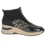Rieker - N9362-00 Front Zip Ankle Boots - Black Leopard 4