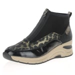 Rieker - N9362-00 Front Zip Ankle Boots - Black Leopard 3