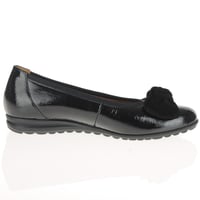 Gabor - Patent Bow Flat Pumps - Black 2