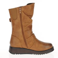 Heavenly Feet - Hannah Vegan Mid Calf Boots, Tan 3