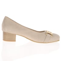 Jana - 22369 Block Heeled Court Shoes, Beige 3