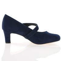 Jana - 22473 Velcro Mary Jane Shoes - Navy 3