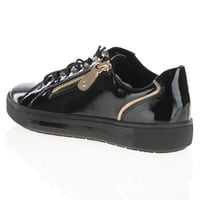 Jana - 23660 Flat Side Zip Trainers - Black Patent 2