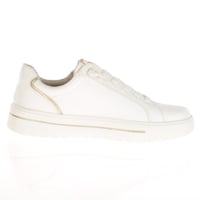 Jana - 23770 Side Zip Trainers - White / Gold 2