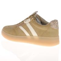 Jana - 23784 Snake Print Side Zip Trainers - Sand 3