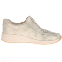 Jana - 24765 Laser Cut Low Wedge Shoes - Beige Shimmer 2
