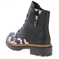 Rieker - 72617-01 Cow Print Lace Up Ankle Boots - Black 2