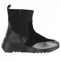 Wonders - E-6782 Low Wedge Sock Boots Black / Metal 3