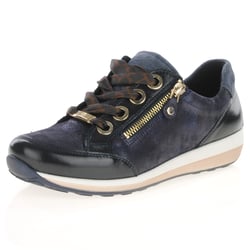 Ara - 64587 Osaka Side Zip Trainers, Navy Shimmer