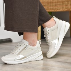 Tamaris - 23754 Side Zip Wedge Trainers, Ivory