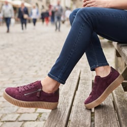 Gabor - Wisdom Suede Twin Zip Trainers - Mulberry