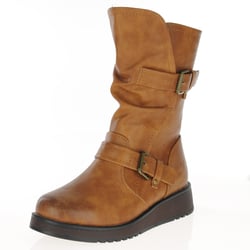 Heavenly Feet - Hannah Vegan Mid Calf Boots, Tan Heavenly Feet - Hannah Vegan Mid Calf Boots, Tan