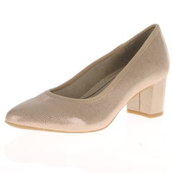 Jana - 22461 Block Heeled Court Shoes Beige Metallic