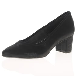 Jana - 22461 Block Heeled Court Shoes, Black Shimmer