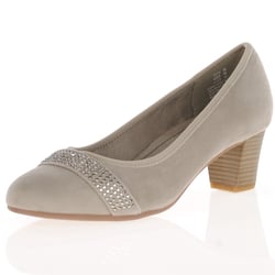 Jana - 22467 Block Heeled Court Shoes Stone