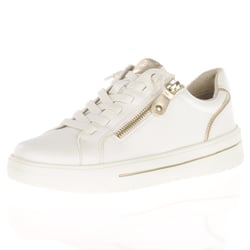 Jana - 23770 Side Zip Trainers, White/Gold