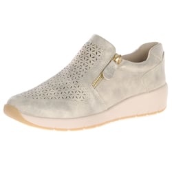 Jana - 24765 Low Wedge Side Zip Shoes, Beige Shimmer