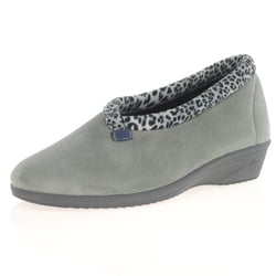 Lunar - Paloma Leopard Trim Slippers, Grey