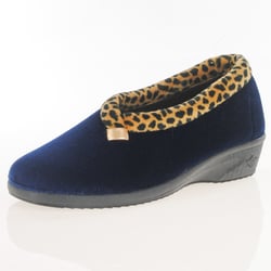 Lunar - Paloma Leopard Trim Slippers, Navy