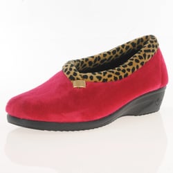 Lunar - Paloma Leopard Trim Slippers, Red