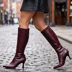 Miss Elastic - 78041 Knee Sock Boots - Burgundy