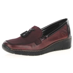 Rieker - 53771-35 Low Wedge Loafers, Merlot
