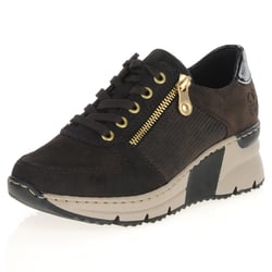 Rieker - N6314-25 Side Zip Wedge Shoes, Brown