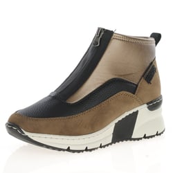 Rieker - N6352-25 Front Zip Ankle Boots, Brown Multi