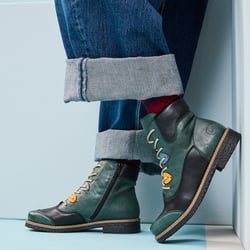 Rieker - 73510-90 Laced Ankle Boots, Green Multi