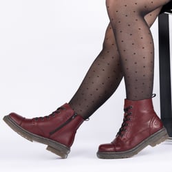 Rieker - 78202-35 Flat Biker Boots, Dark Red