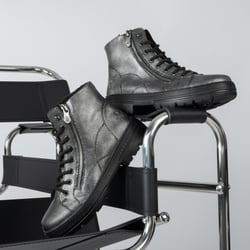 Rieker - N0031-91 Lace Up Boots, Metallic Grey