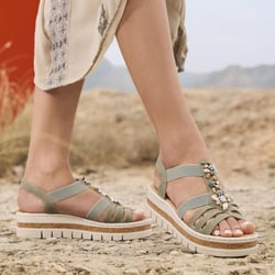 Rieker - V4949-52 Platform Sandals, Green