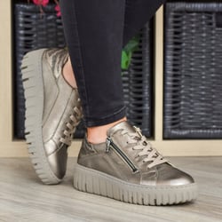 Waldlaufer - 941005 Side Zip Shoes, Metallic Taupe