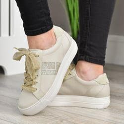 Paul Green - 5430 Leather Flatform Trainers, Beige