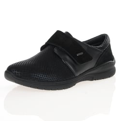 Softmode - Daba Velcro Strap Shoes, Black Stretch Suede