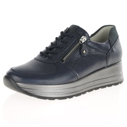 Waldlaufer - 758009 - Leather Platform Shoes Navy/Metallic