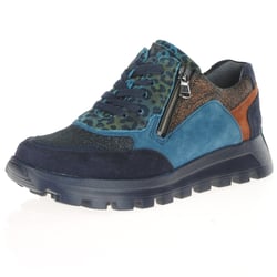Waldlaufer - 993004 Side Zip Trainers, Navy Leopard