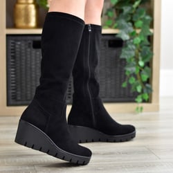 Susst - Becky Wedge Sock Boots Black Micro