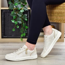Jana - Flat Side Zip Trainers Cloudy Gold - 23660