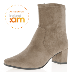 Caprice - 25354 Vegan Block Heeled Sock Boots Cafe