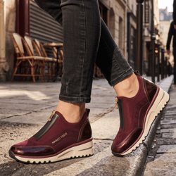 Marco Tozzi - 24780 Front Zip Trainers, Mulberry